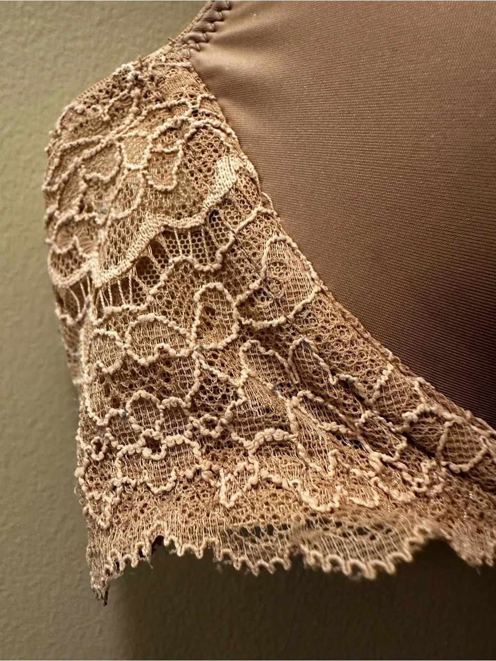 Victoria's Secret Lace Trim Bra in Tan